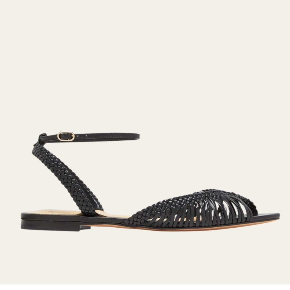 Alexandre Birman Agatha Black Woven Flat Sandals